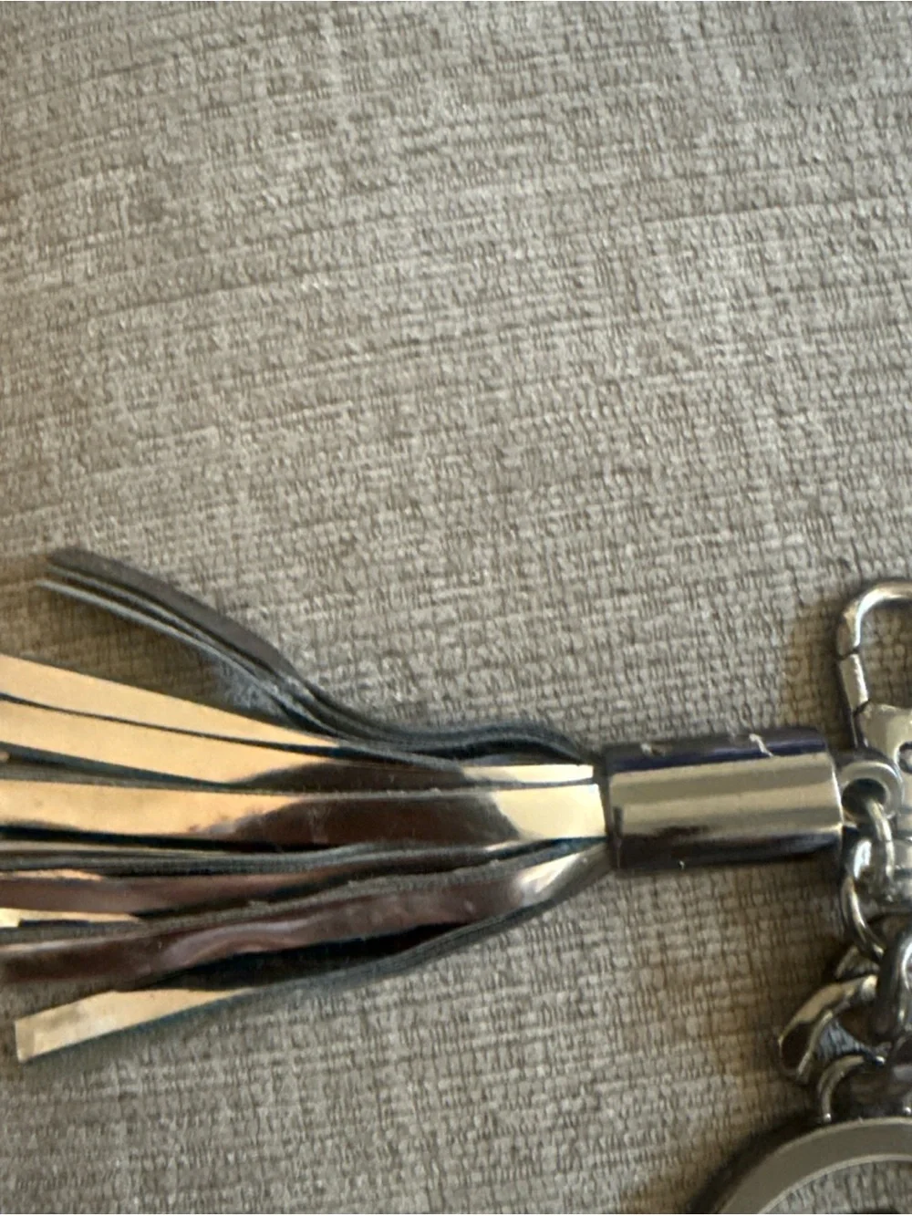 Michael Kors Logo and Tassel Bag Charm Gunmetal Tone